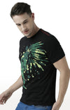 Huetrap Black Mens Short Sleeve Graphic Printed Tshirt-HT17MKGRABLK01047