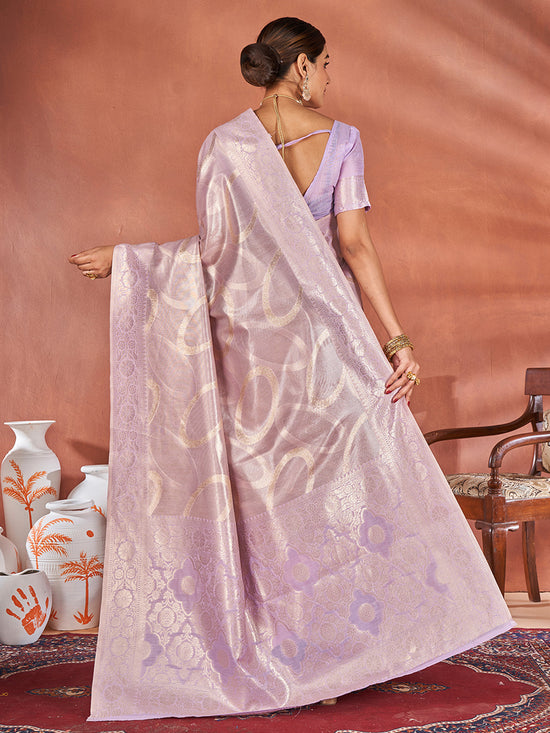 Saree Mall Women's Cotton Lavendar Woven Design Designer Saree With Blouse Piece-ETSHA88501