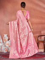 Saree Mall Women's Cotton Pink Woven Design Designer Saree With Blouse Piece-ETSHA88502