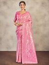 Saree Mall Women's Cotton Pink Woven Design Designer Saree With Blouse Piece-ETSHA88502