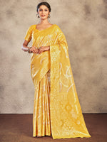 Saree Mall Women's Cotton Yellow Woven Design Designer Saree With Blouse Piece-ETSHA88503