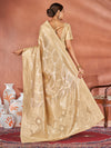 Saree Mall Women's Cotton Cream Woven Design Designer Saree With Blouse Piece-ETSHA88504