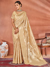 Saree Mall Women's Cotton Cream Woven Design Designer Saree With Blouse Piece-ETSHA88504