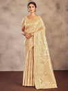 Saree Mall Women's Cotton Cream Woven Design Designer Saree With Blouse Piece-ETSHA88504