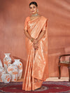 Saree Mall Women's Cotton Peach Woven Design Designer Saree With Blouse Piece-ETSHA88505