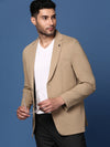 Men Khaki Slim Fit Single Breasted Blazer-EX-3001-Khaki