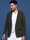 Men Green Slim Fit Single Breasted Blazer-EX-3003B-Green