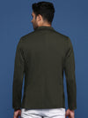 Men Green Slim Fit Single Breasted Blazer-EX-3003B-Green