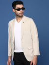 Men Cream Slim Fit Single Breasted Blazer-EX-3003-Cream