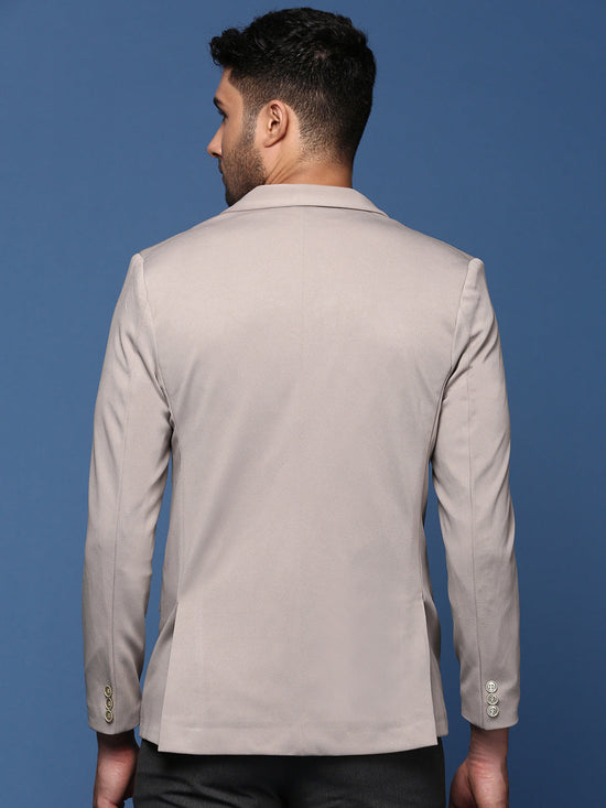 Men Grey Slim Fit Single Breasted Blazer-EX-3003-Grey