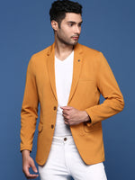 Men Mustard Slim Fit Single Breasted Blazer-EX-3003-Mustard