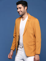 Men Mustard Slim Fit Single Breasted Blazer-EX-3003-Mustard