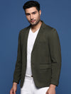 Men Green Slim Fit Single Breasted Blazer-EX-3008A-Green