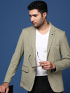 Men Green Slim Fit Single Breasted Blazer-EX-3008-Green