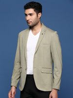 Men Green Slim Fit Single Breasted Blazer-EX-3008-Green