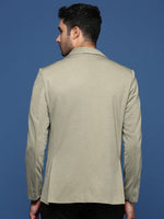 Men Green Slim Fit Single Breasted Blazer-EX-3008-Green