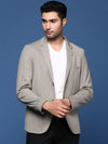 Men Grey Slim Fit Single Breasted Blazer-EX-3008-Grey