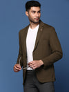 Men Olive Slim Fit Single Breasted Blazer-EX-3011-Olive