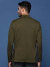 Men Olive Slim Fit Single Breasted Blazer-EX-3011-Olive