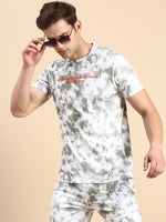 Men Round Neck Dyed White Co-Ords Set-EX-A-3001-Whiteolive