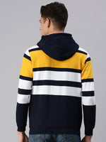 Men Hooded Colourblocked Multi Sweatshirt-EX1553-Navy