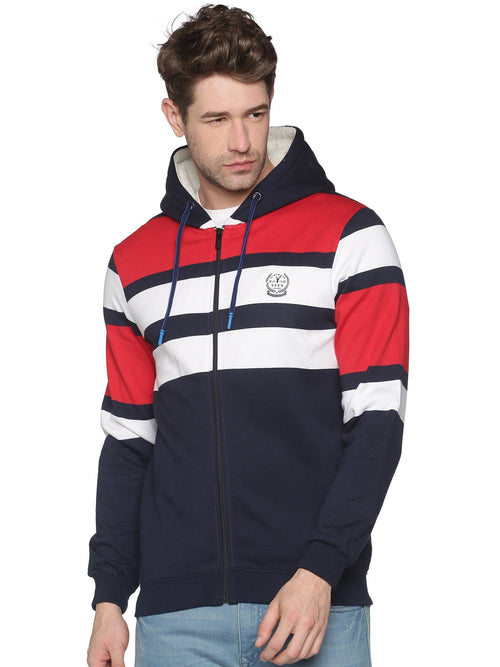 Men Colourblocked Navy Blue Sweatshirt-EX1553-Navywhite