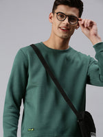 Men Solid Olive Sweatshirt-EX2260-Darkgreen