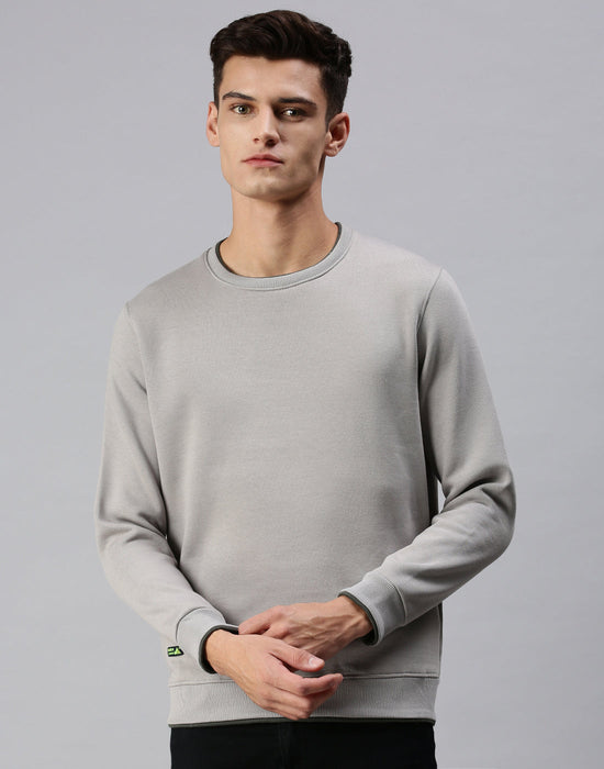 Men Solid Grey Sweatshirt-EX2260-Grey