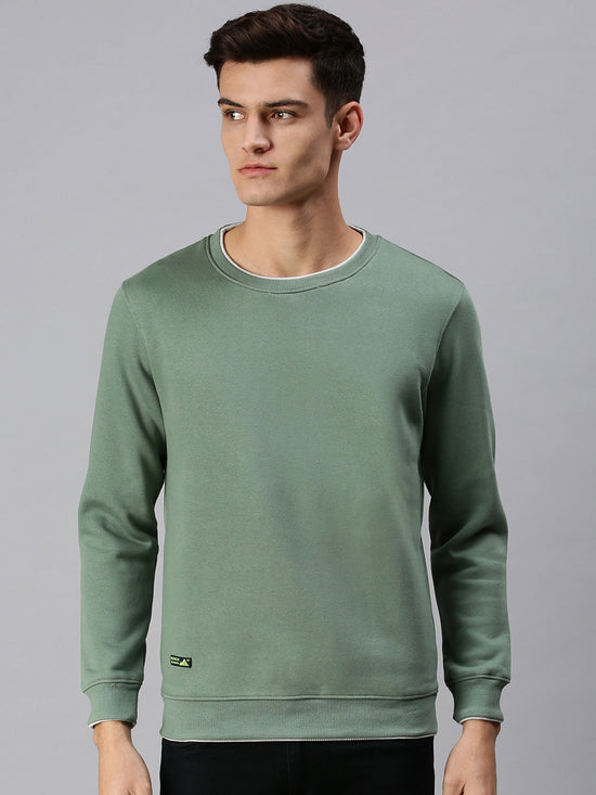 Men Solid Green Sweatshirt-EX2260-Lightgreen