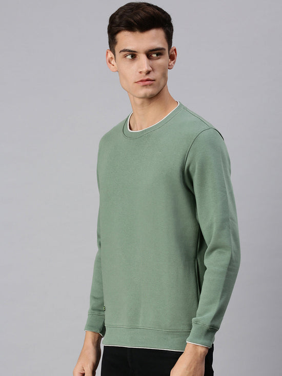 Men Solid Green Sweatshirt-EX2260-Lightgreen