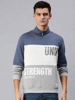 Men Colourblocked Multi Sweatshirt-EX2602-Bluegrey