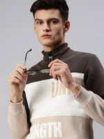 Men Colourblocked Multi Sweatshirt-EX2602-Greybeige