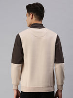 Men Colourblocked Multi Sweatshirt-EX2602-Greybeige