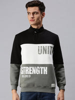 Men Colourblocked Multi Sweatshirt-EX2602-Oliveblack