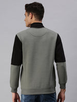 Men Colourblocked Multi Sweatshirt-EX2602-Oliveblack