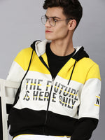 Men Hooded Colourblocked Multi Sweatshirt-EX3134-Whiteblack