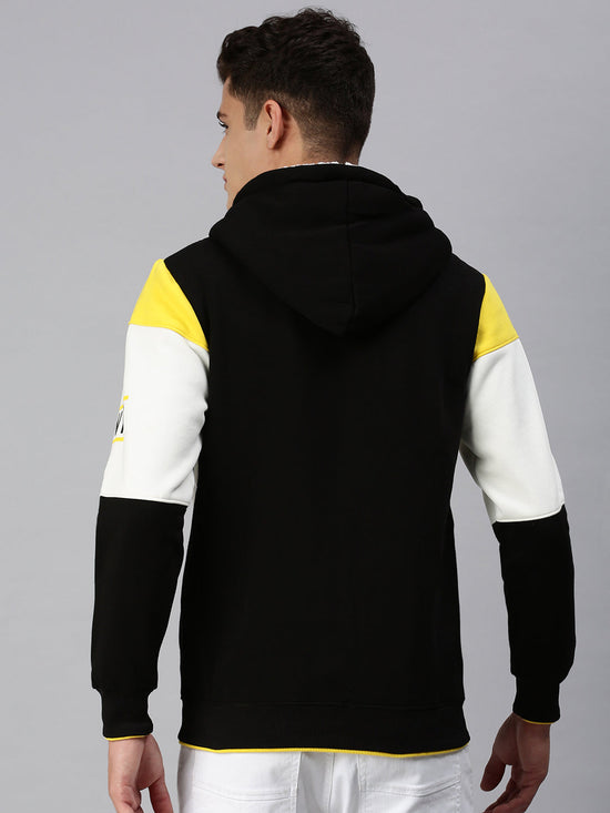 Men Hooded Colourblocked Multi Sweatshirt-EX3134-Whiteblack