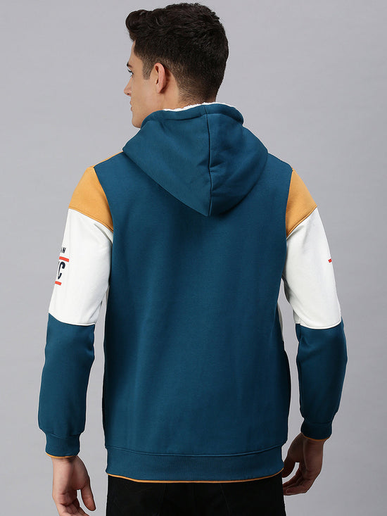 Men Hooded Colourblocked Multi Sweatshirt-EX3134-Whiteblue