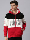 Men Hooded Colourblocked Multi Sweatshirt-EX3134-Whitered