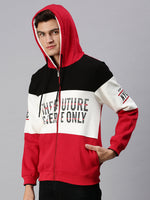 Men Hooded Colourblocked Multi Sweatshirt-EX3134-Whitered