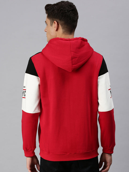 Men Hooded Colourblocked Multi Sweatshirt-EX3134-Whitered