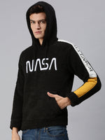 Men Hooded Solid Black Sweatshirt-EX512-Darkgrey