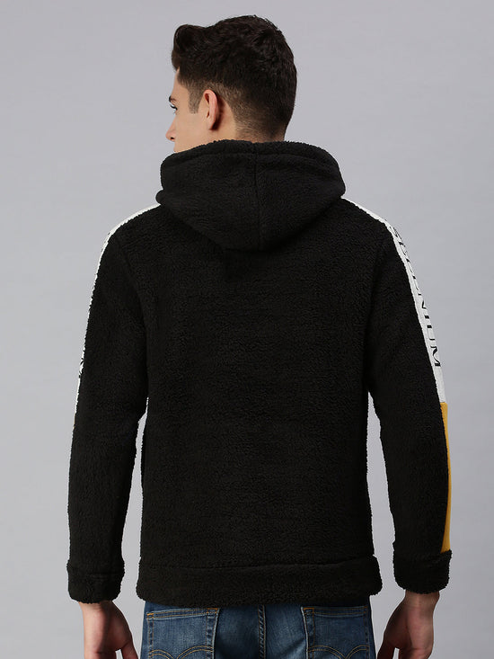 Men Hooded Solid Black Sweatshirt-EX512-Darkgrey