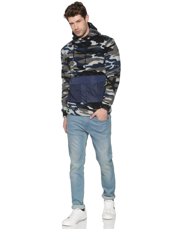 Men Printed Blue Sweatshirt-EX514-Blue