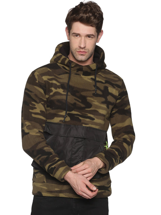 Men Printed Olive Sweatshirt-EX514-Olive