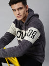 Men Hooded Graphic Print Grey Sweatshirt-EX515-Grey