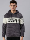 Men Hooded Graphic Print Grey Sweatshirt-EX515-Grey