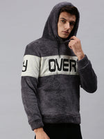 Men Hooded Graphic Print Grey Sweatshirt-EX515-Grey