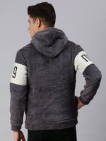 Men Hooded Graphic Print Grey Sweatshirt-EX515-Grey