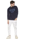 Men Printed Navy Blue Sweatshirt-EX6010-Navy